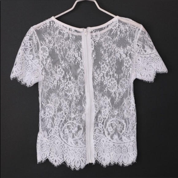sunandshineco Tops - BOGO FREE 🎉 Last 1! Sheer White Lace Crop Top